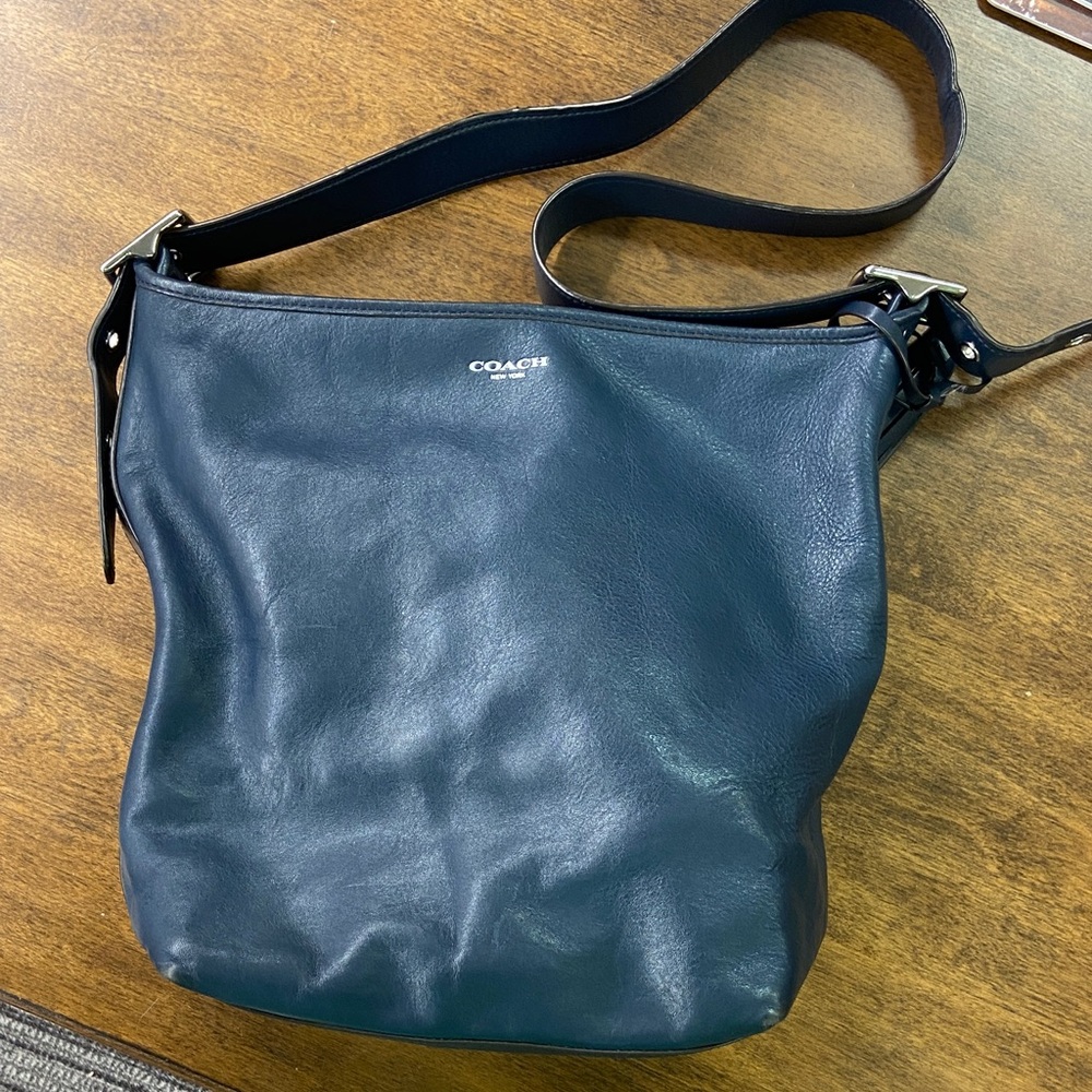 Coach Navy Blue Leather Shoulder Bag